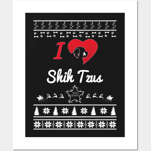 Merry Christmas SHIH TZUS Wall Art by bryanwilly